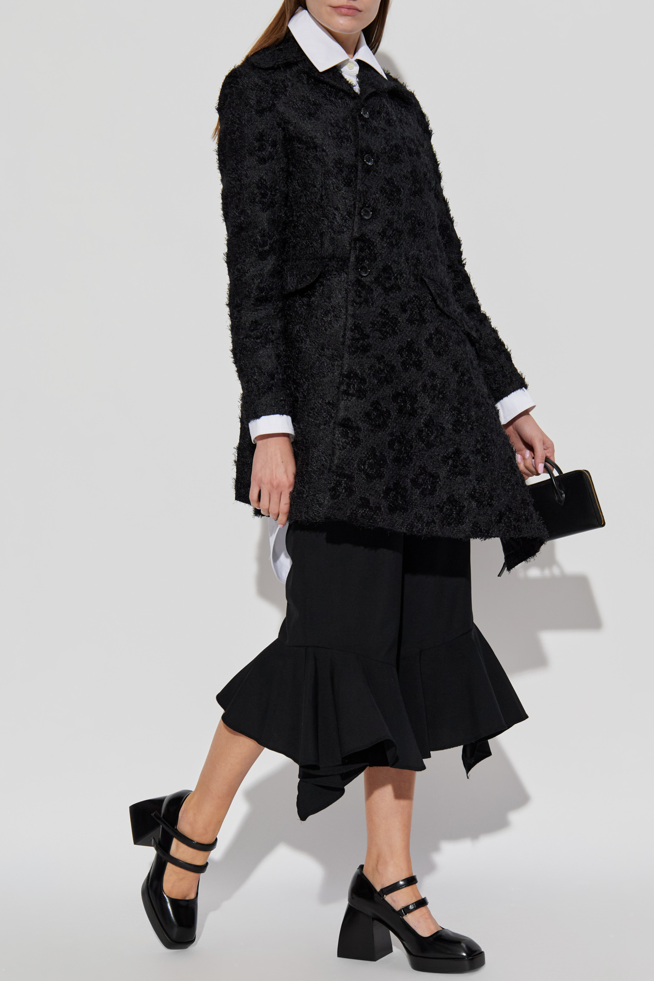 Black Coat with decorative finishing CDG by Comme des